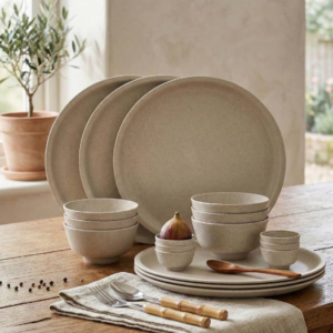 Off-White Color Sup And Plate Set